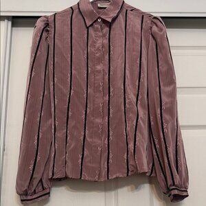 Chic Mauve Blouse with Black Stripes